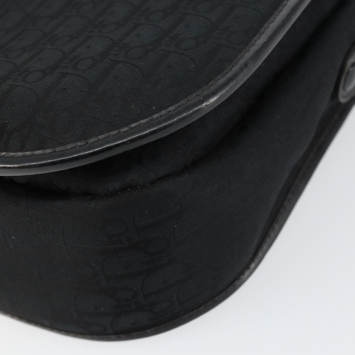 Christian Dior Trotter Canvas Shoulder Bag Black Gold Auth 146914