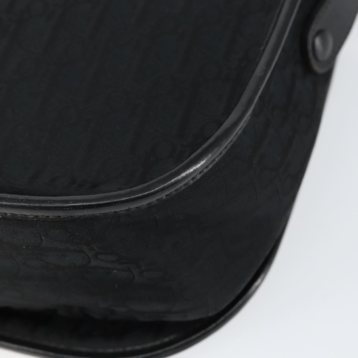 Christian Dior Trotter Canvas Shoulder Bag Black Gold Auth 146914