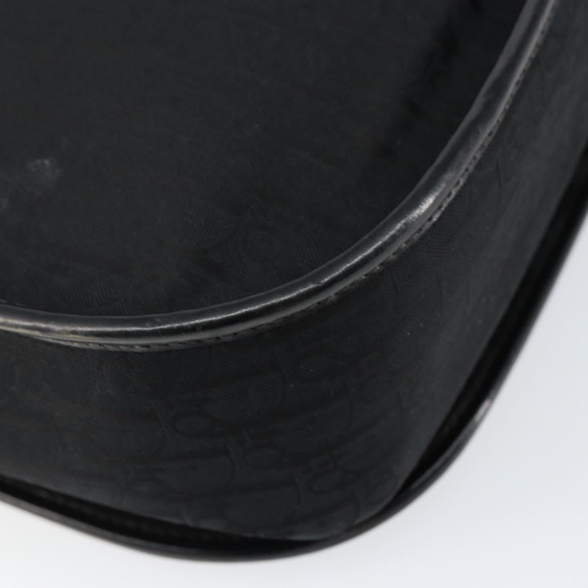 Christian Dior Trotter Canvas Shoulder Bag Black Gold Auth 146914