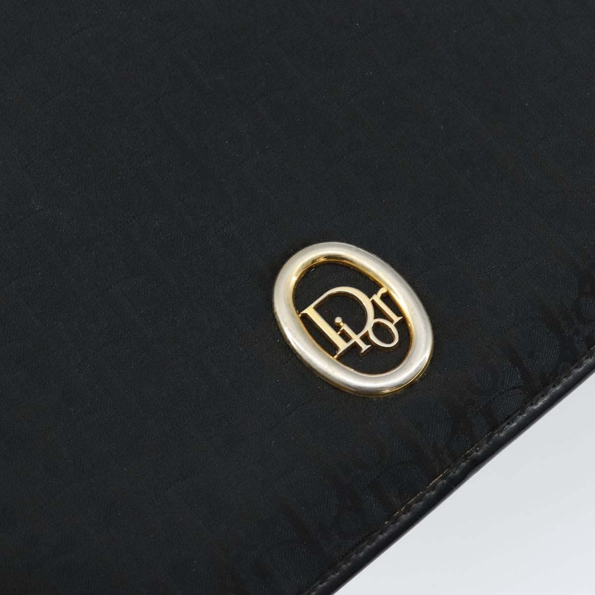 Christian Dior Trotter Canvas Shoulder Bag Black Gold Auth 146914