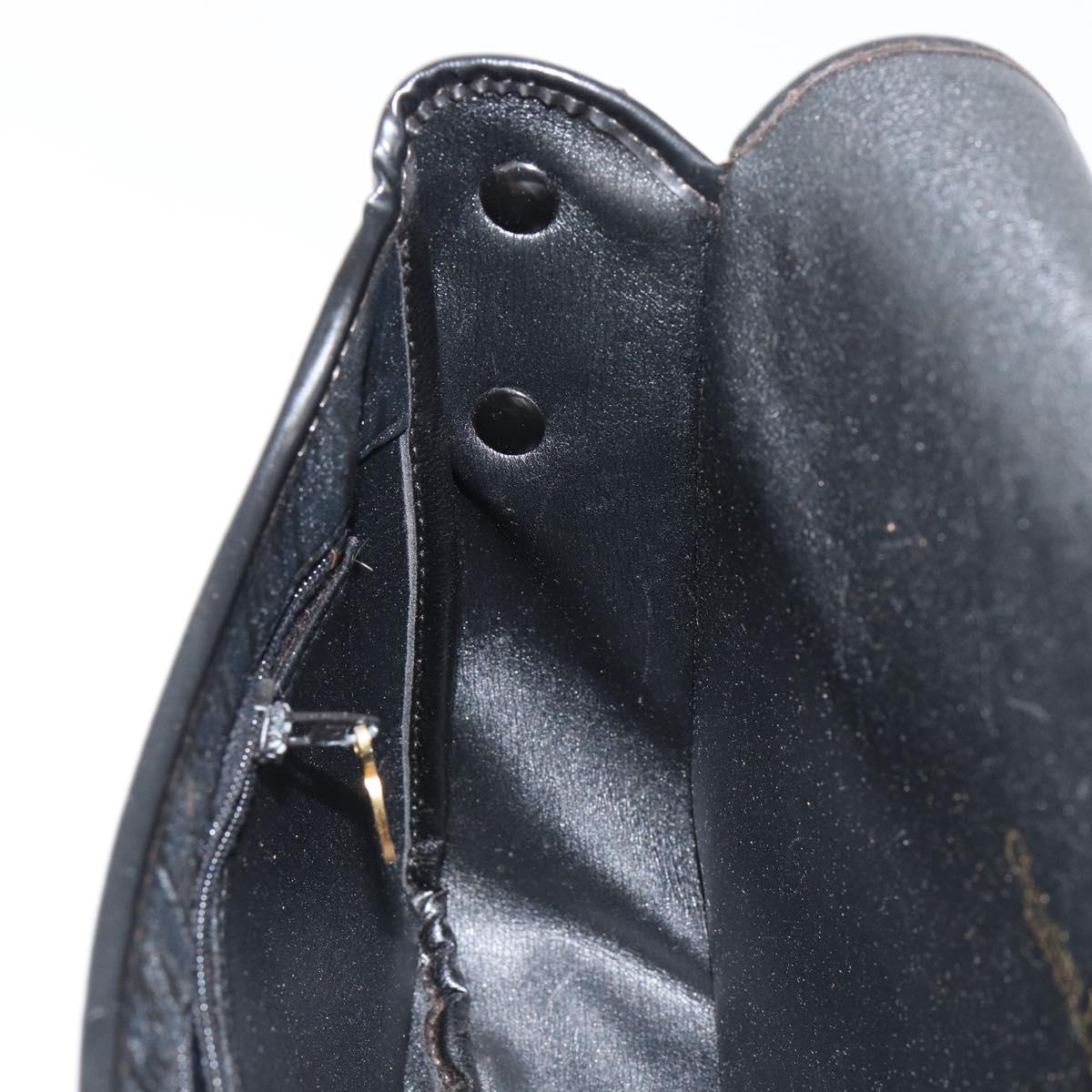 Christian Dior Trotter Canvas Shoulder Bag Black Gold Auth 146914