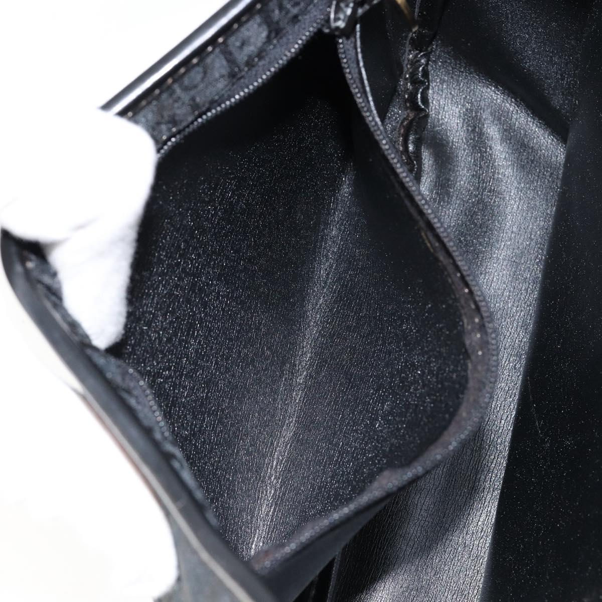 Christian Dior Trotter Canvas Shoulder Bag Black Gold Auth 146914