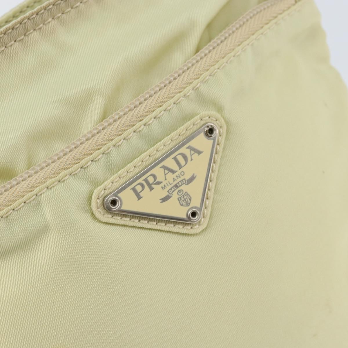 PRADA Shoulder Bag Nylon Ivory Silver Auth 146915