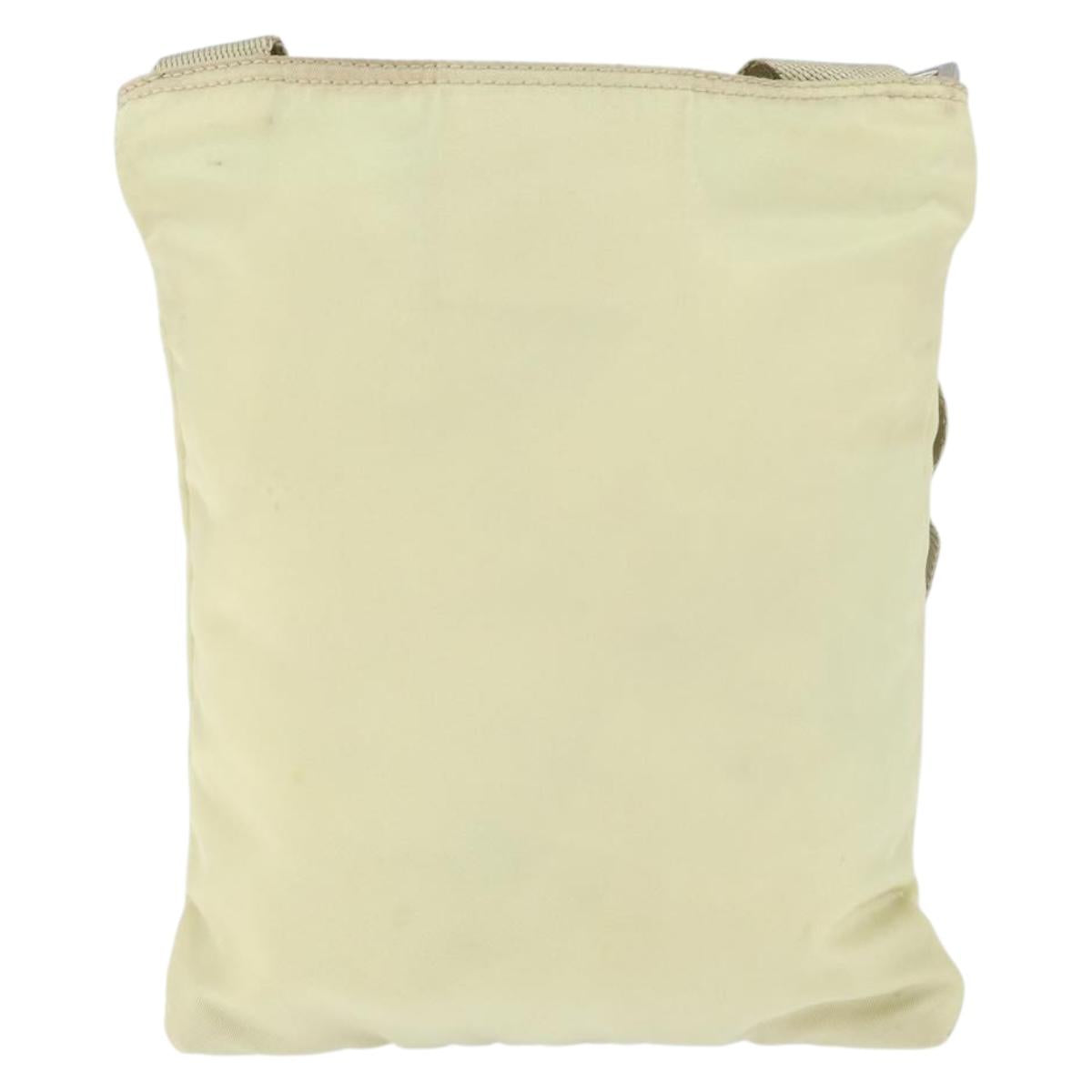 PRADA Shoulder Bag Nylon Ivory Silver Auth 146915