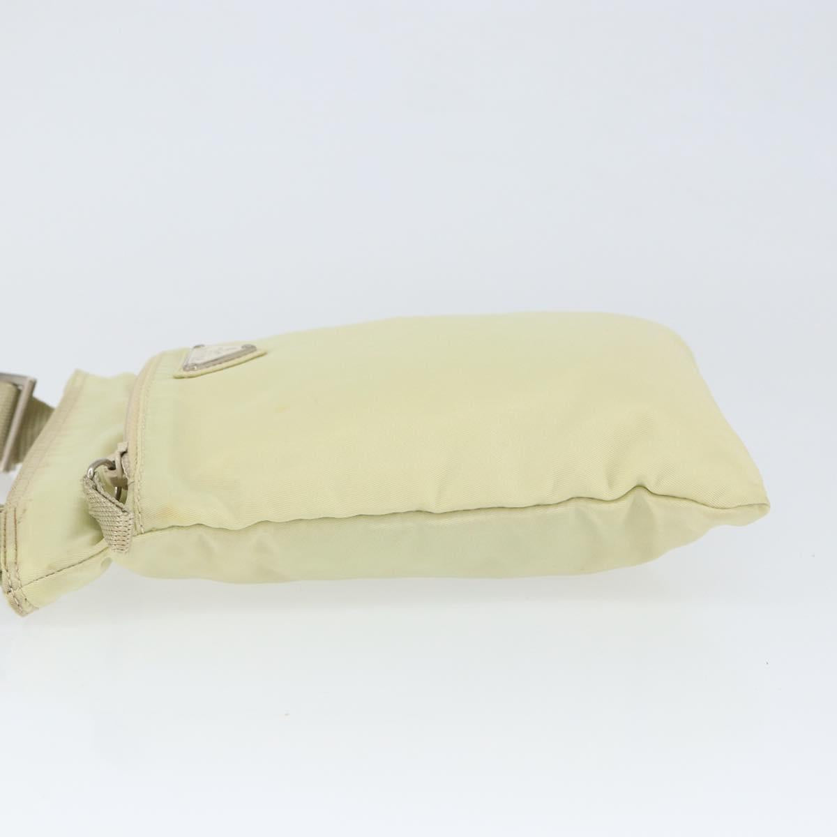 PRADA Shoulder Bag Nylon Ivory Silver Auth 146915