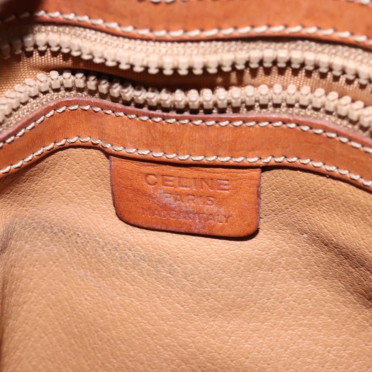 CELINE Macadam Canvas Hand Bag PVC Leather Brown Gold Auth 146916