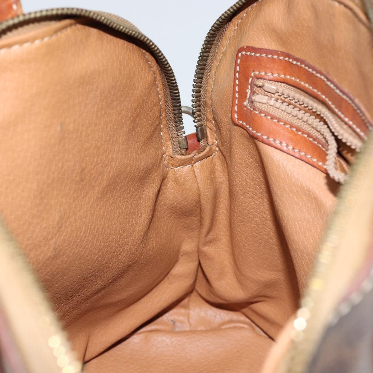 CELINE Macadam Canvas Hand Bag PVC Leather Brown Gold Auth 146916