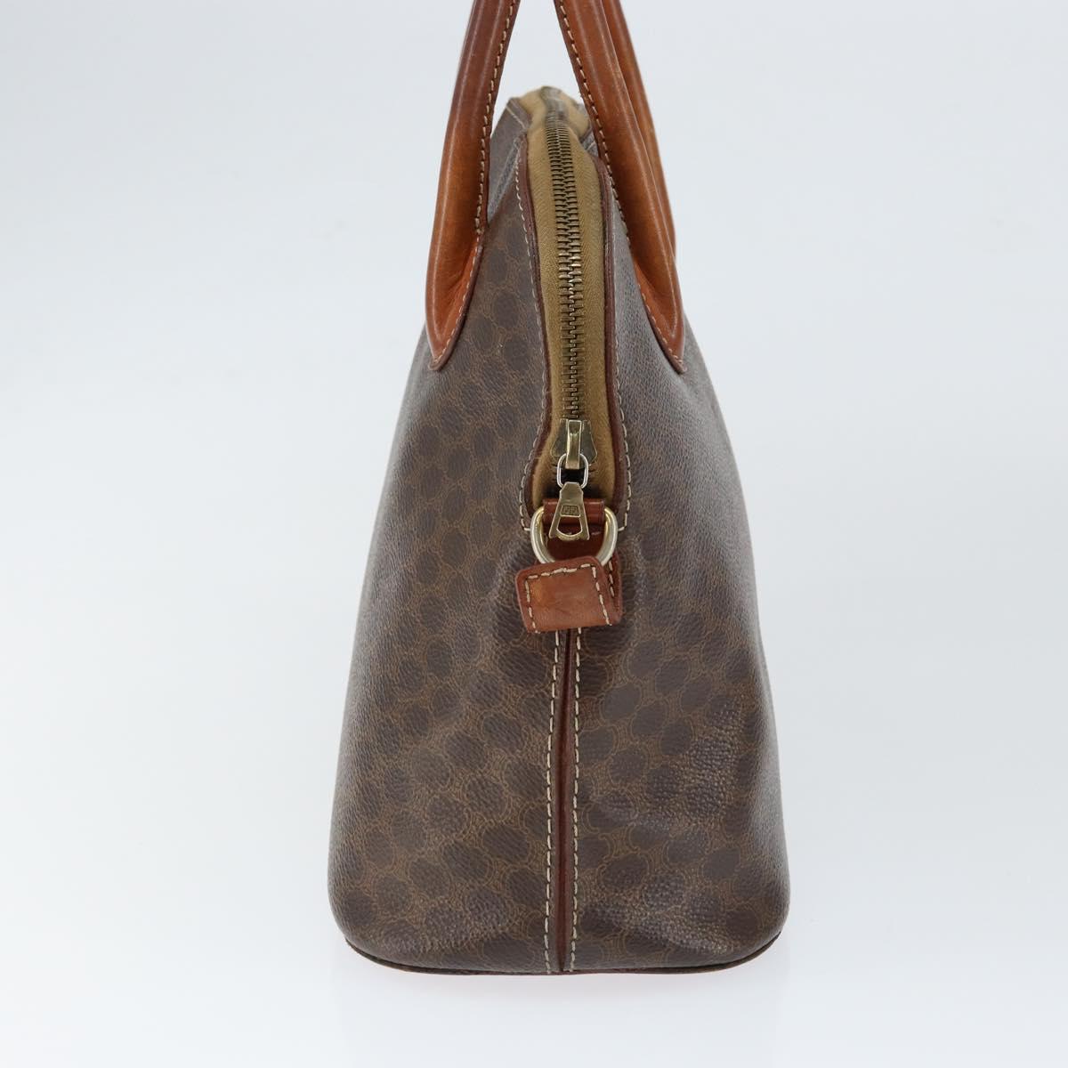CELINE Macadam Canvas Hand Bag PVC Leather Brown Gold Auth 146916