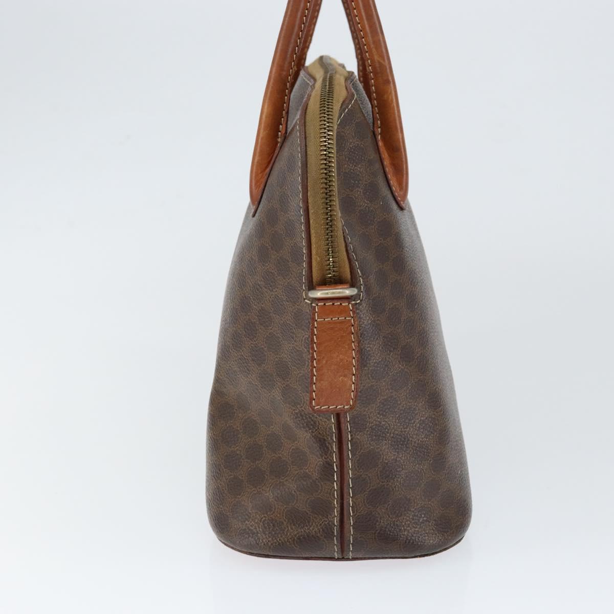 CELINE Macadam Canvas Hand Bag PVC Leather Brown Gold Auth 146916