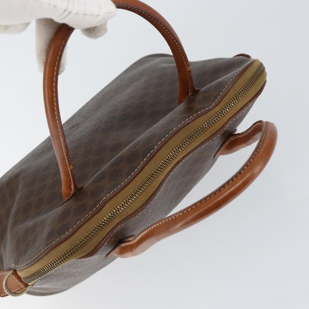 CELINE Macadam Canvas Hand Bag PVC Leather Brown Gold Auth 146916