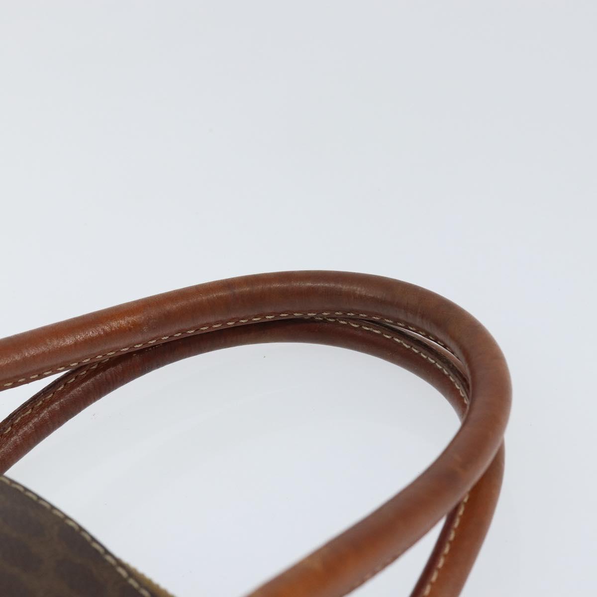 CELINE Macadam Canvas Hand Bag PVC Leather Brown Gold Auth 146916