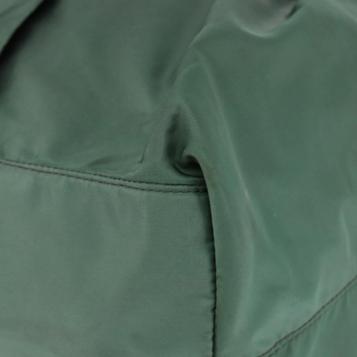 PRADA Hand Bag Nylon Green Gold Auth 146925