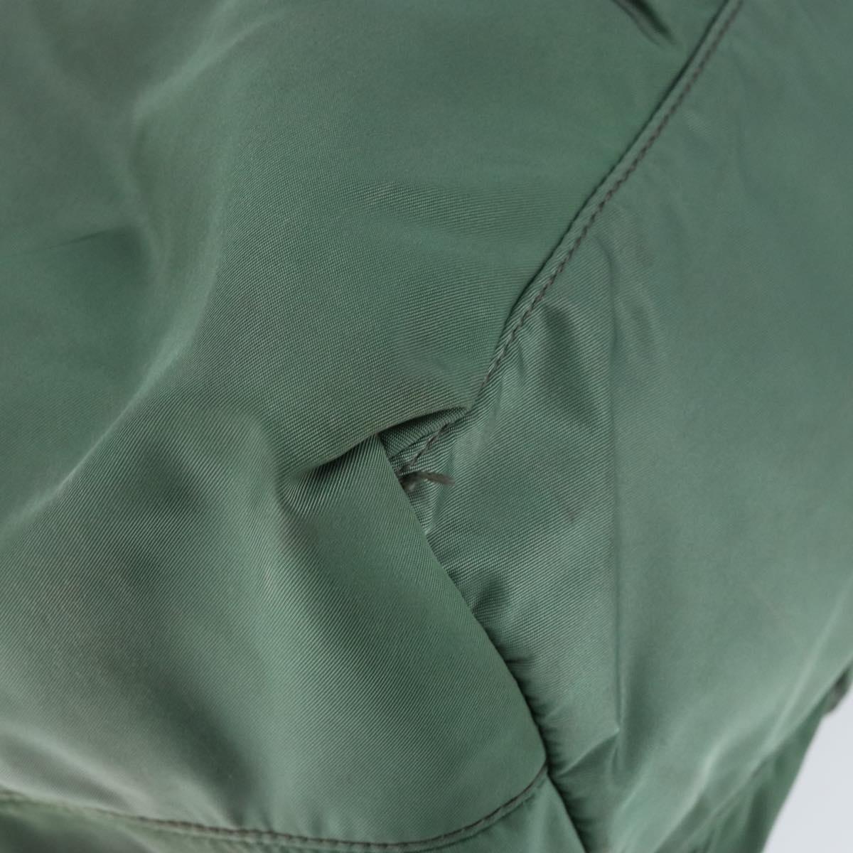 PRADA Hand Bag Nylon Green Gold Auth 146925