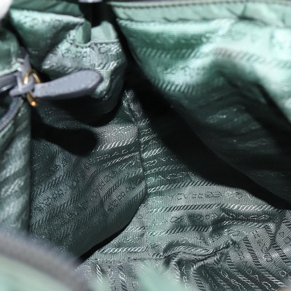 PRADA Hand Bag Nylon Green Gold Auth 146925
