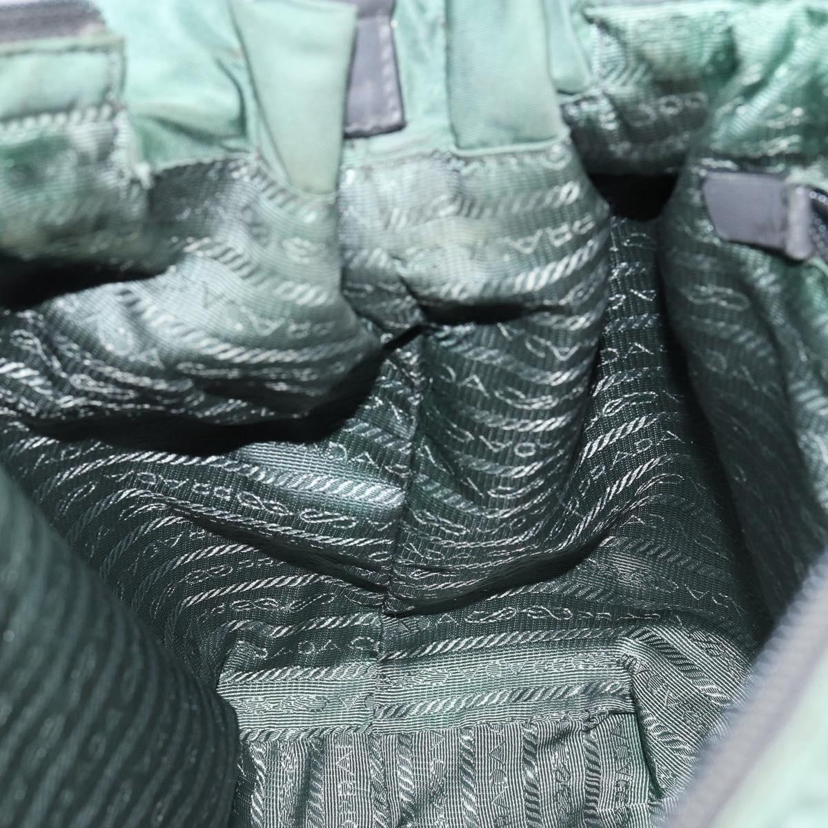 PRADA Hand Bag Nylon Green Gold Auth 146925