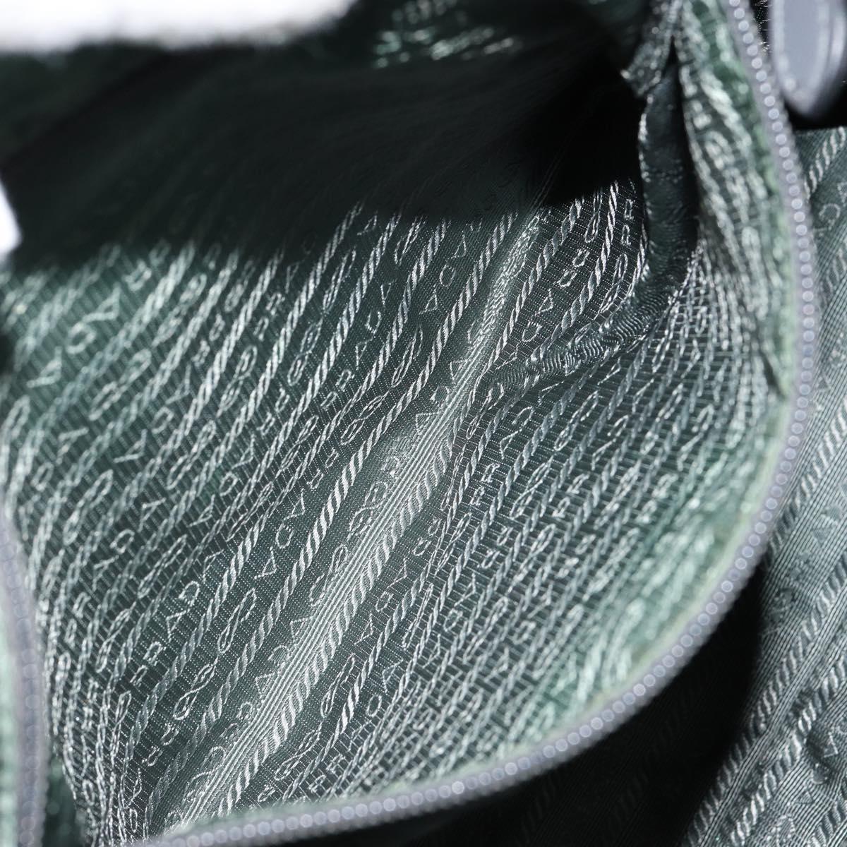 PRADA Hand Bag Nylon Green Gold Auth 146925