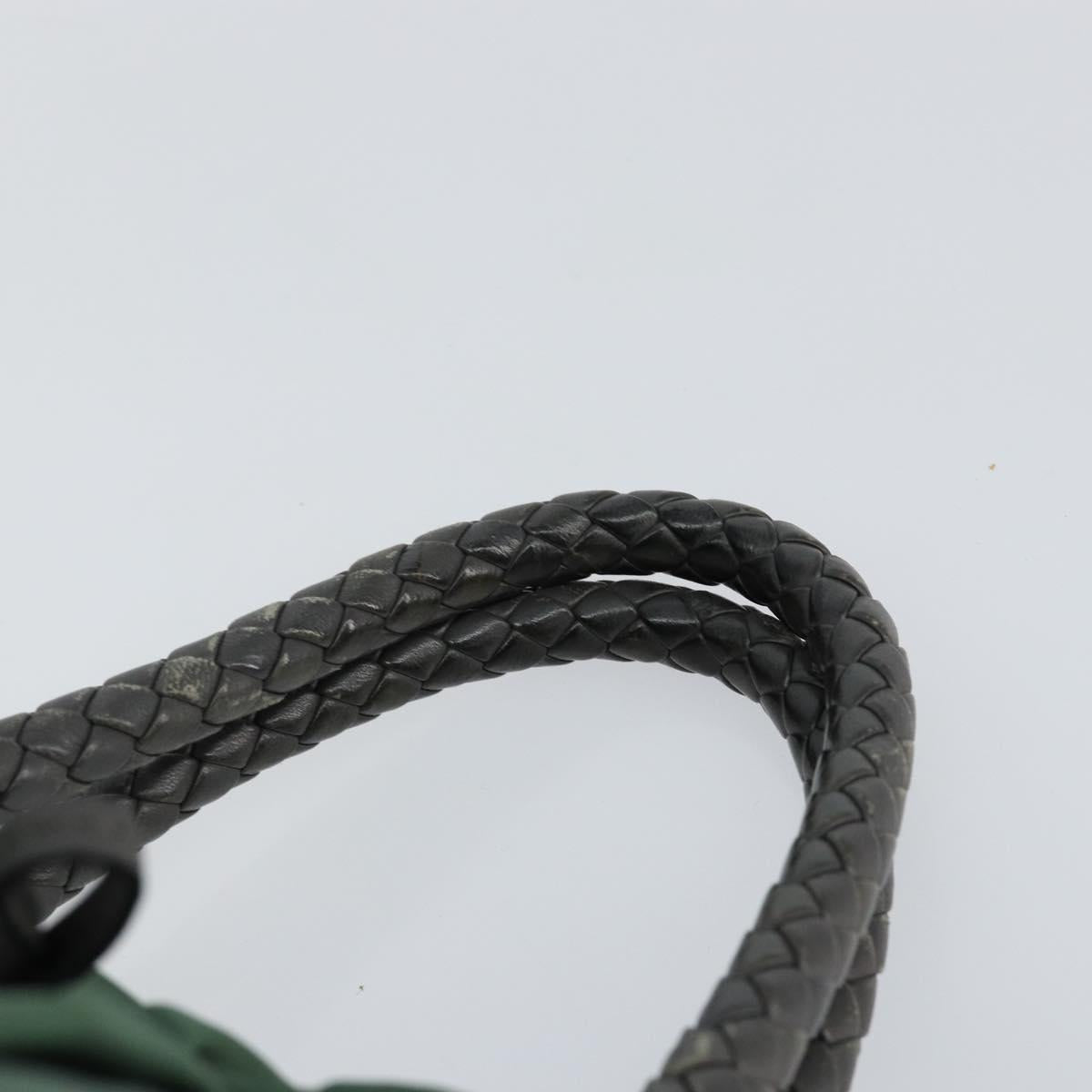 PRADA Hand Bag Nylon Green Gold Auth 146925