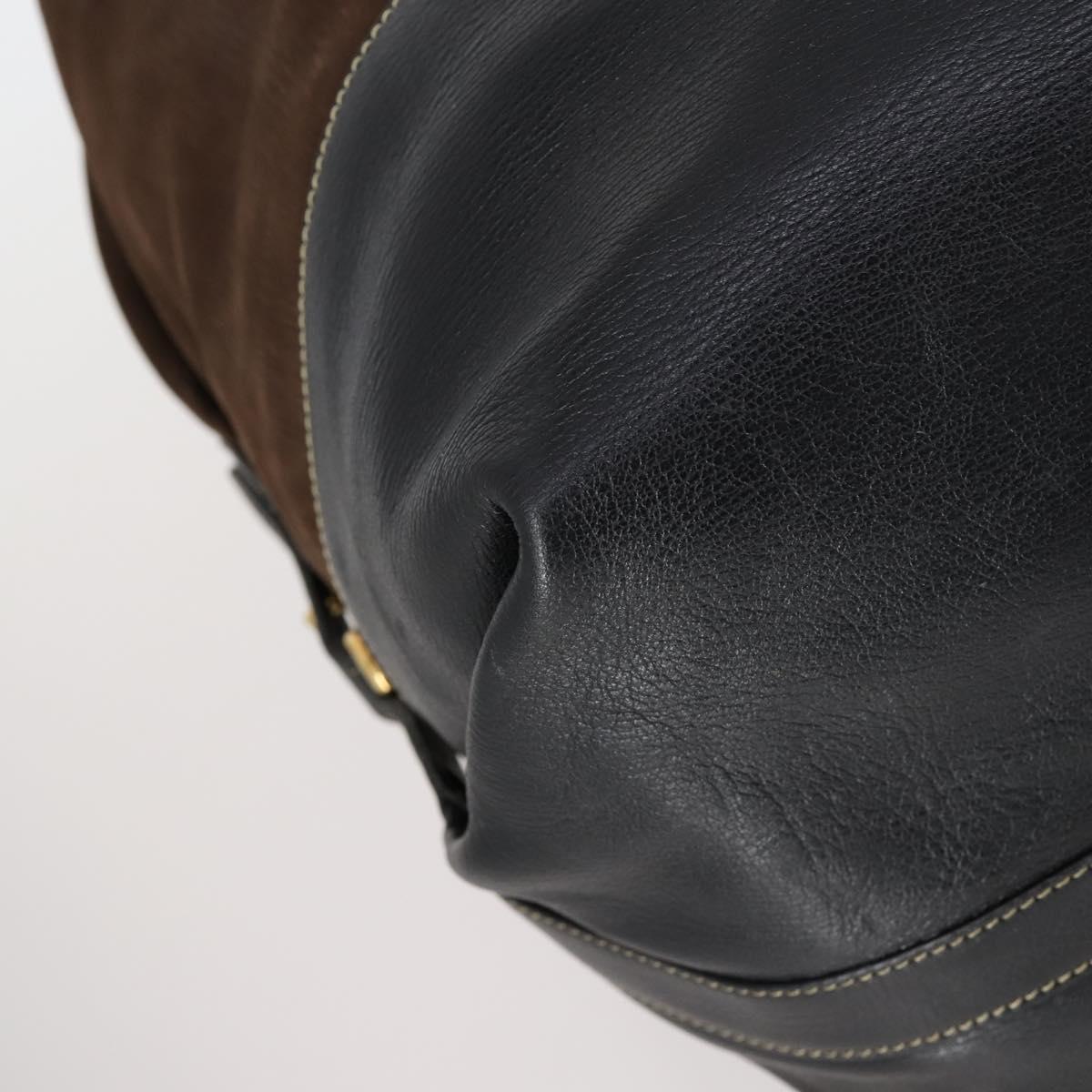 LOEWE Velazquez Boston Bag Leather Brown Gold Auth 146927