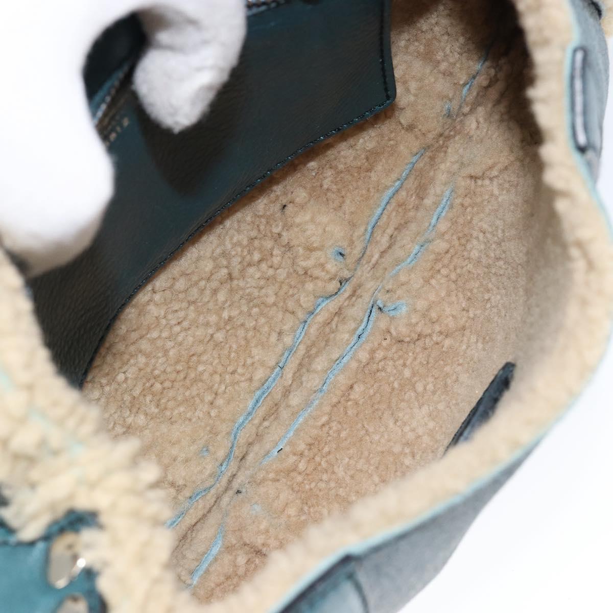 Salvatore Ferragamo Gancini Shoulder Bag Mouton Green Silver Auth 146931V