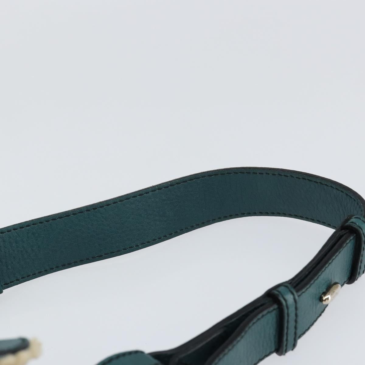 Salvatore Ferragamo Gancini Shoulder Bag Mouton Green Silver Auth 146931V