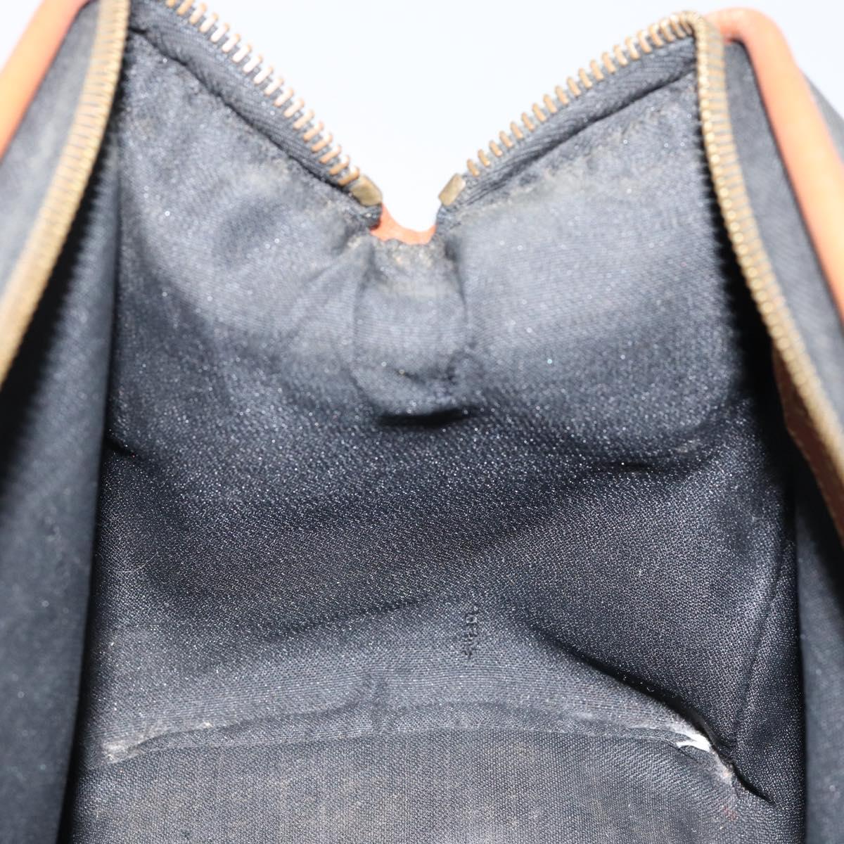 FENDI Pecan Canvas Hand Bag PVC Brown Gold Auth 146932