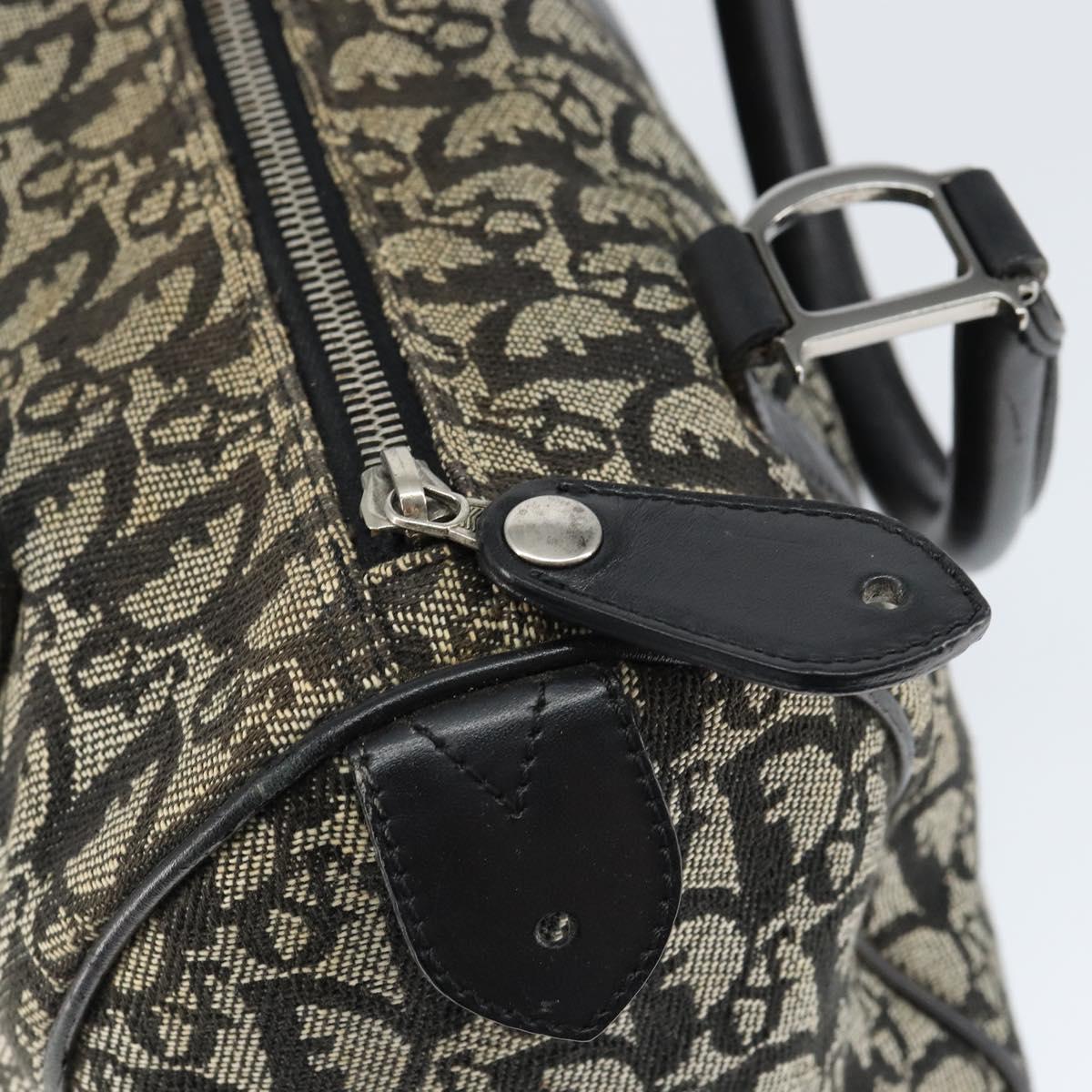 Christian Dior Trotter Canvas Mini Boston Bag Black Silver Auth 146933