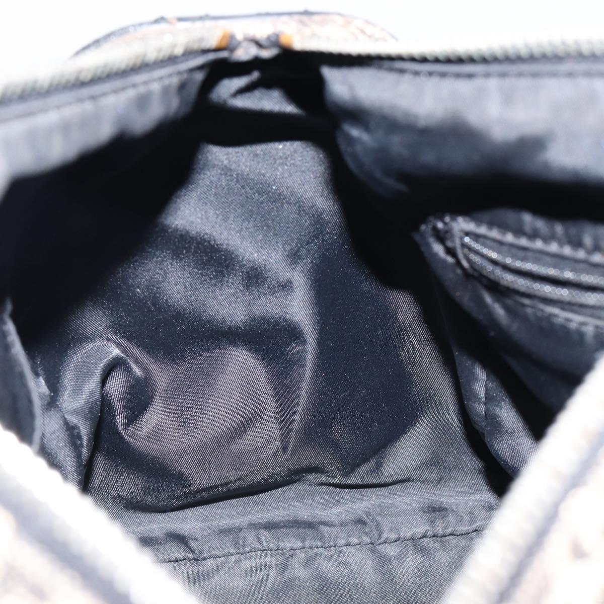 Christian Dior Trotter Canvas Mini Boston Bag Black Silver Auth 146933