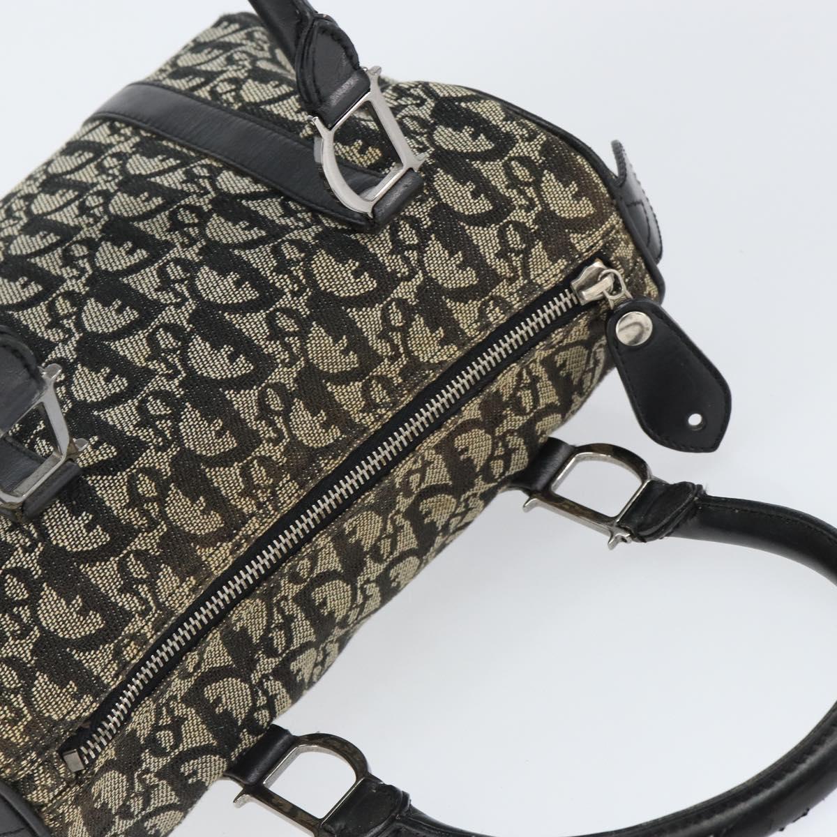 Christian Dior Trotter Canvas Mini Boston Bag Black Silver Auth 146933