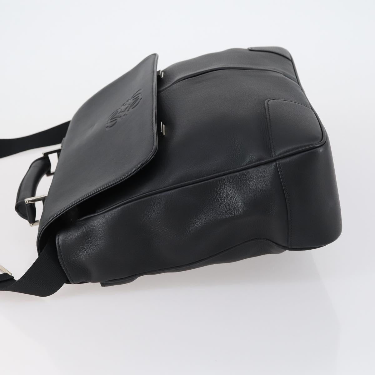 LOEWE Anagram Business Bag Leather 2way Black Silver Auth 146935