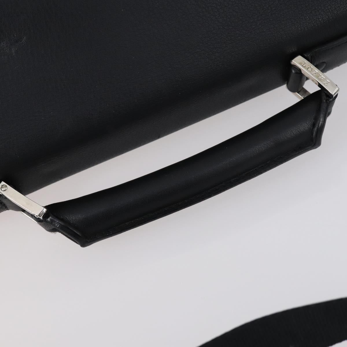 LOEWE Anagram Business Bag Leather 2way Black Silver Auth 146935