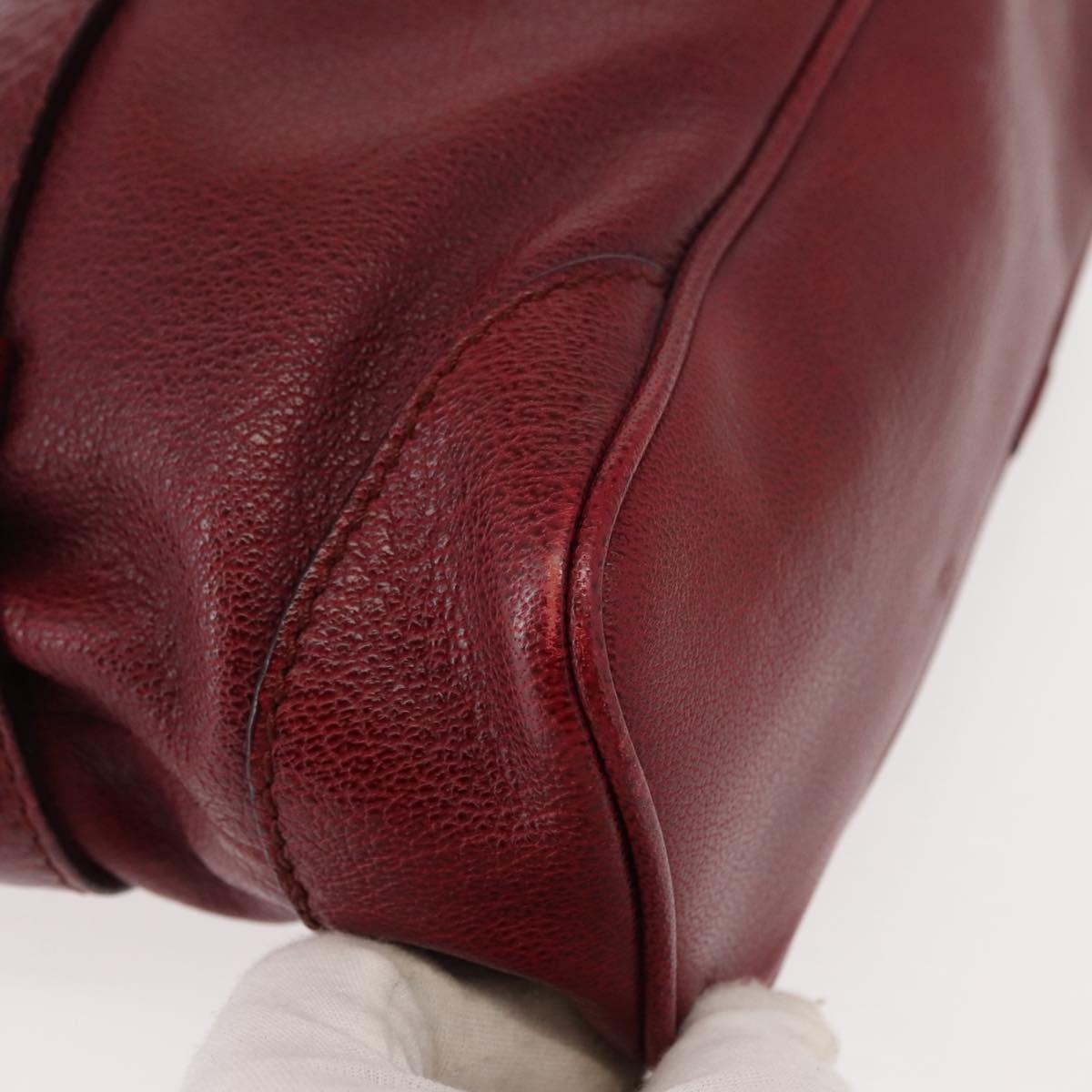 BURBERRY Shoulder Bag Leather Red Gold Auth 146940