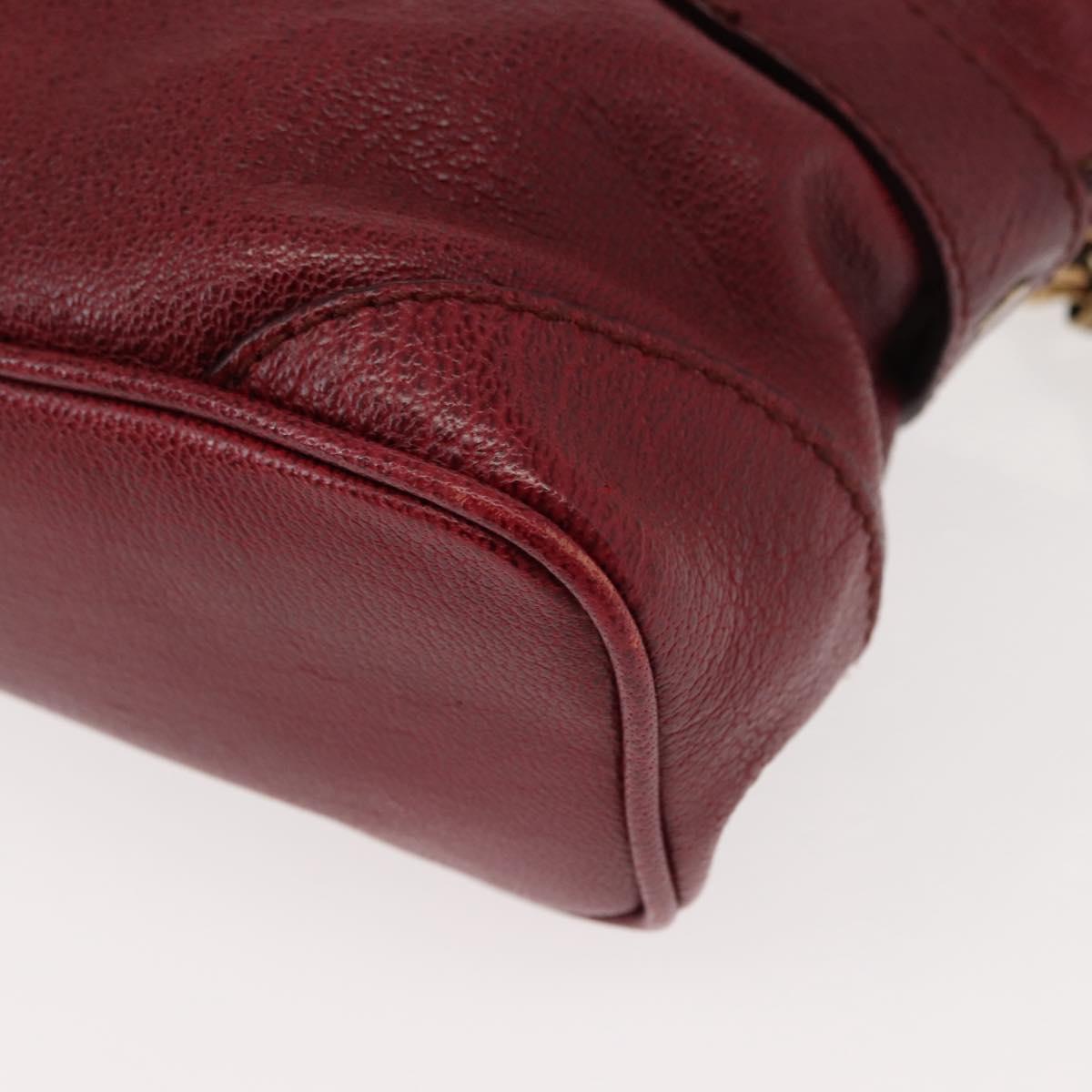 BURBERRY Shoulder Bag Leather Red Gold Auth 146940