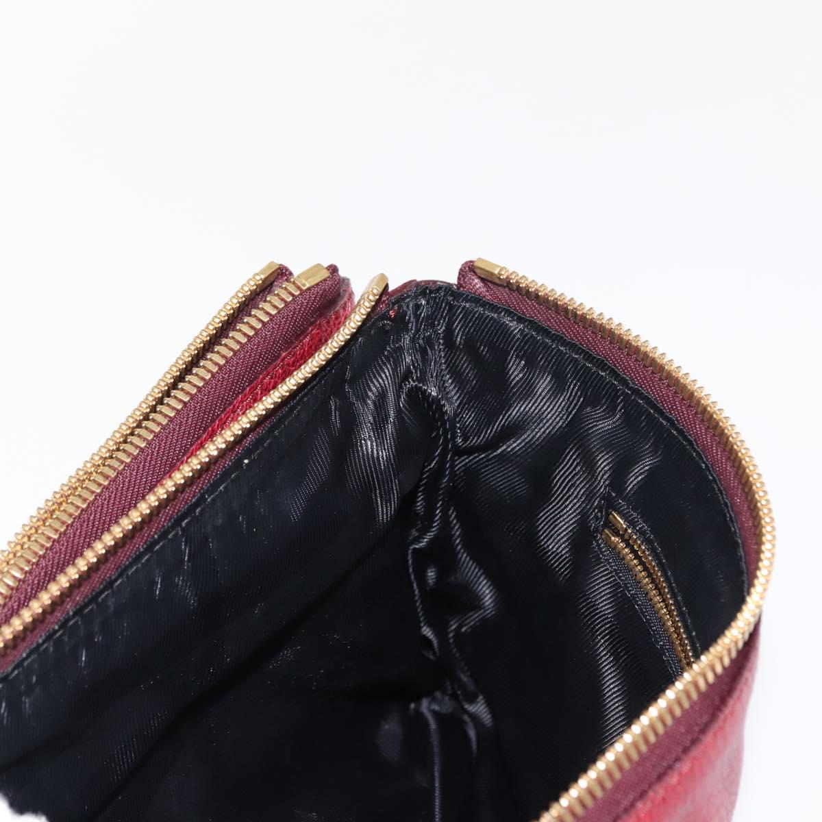 BURBERRY Shoulder Bag Leather Red Gold Auth 146940