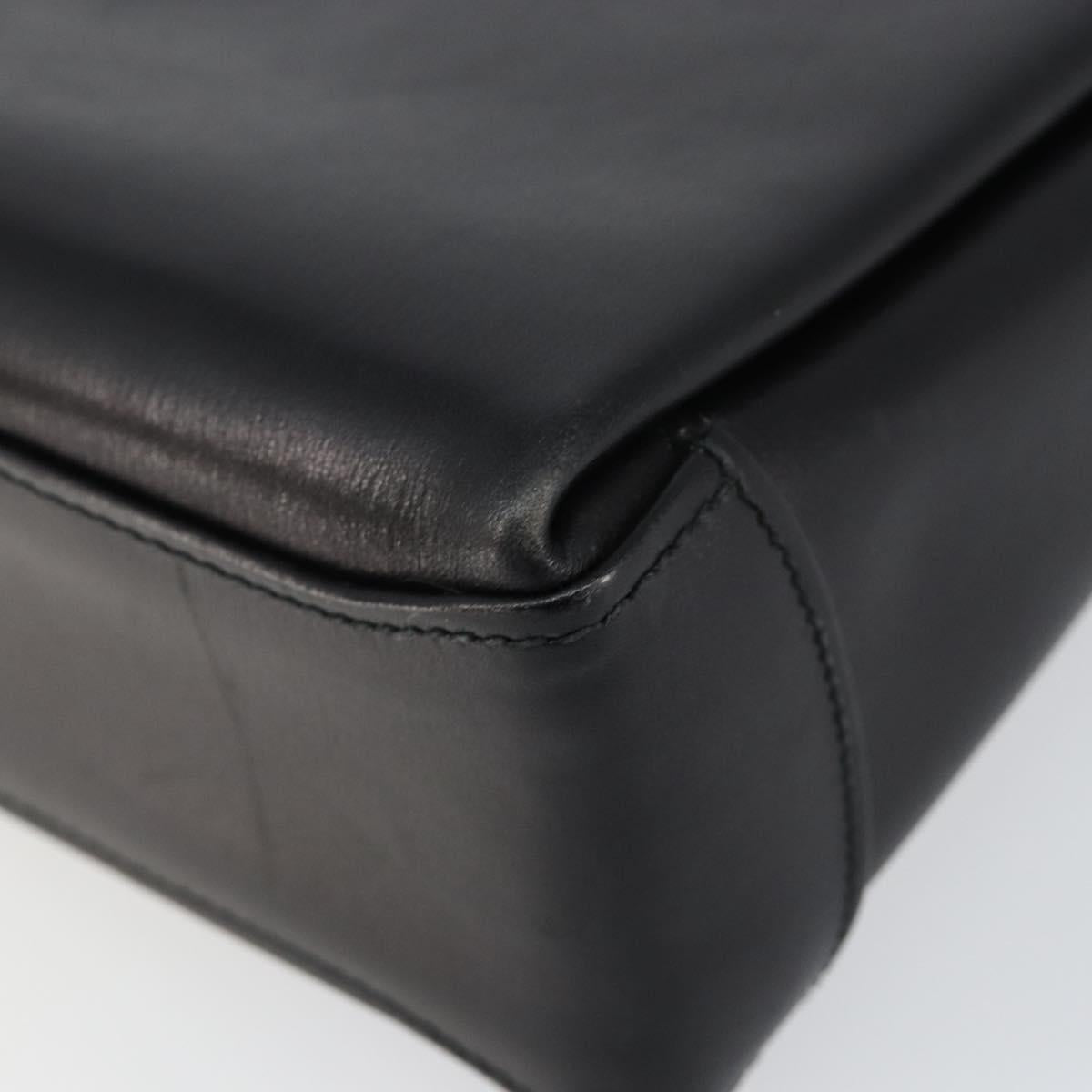 GUCCI Shoulder Bag Leather Black Gold Auth 146943