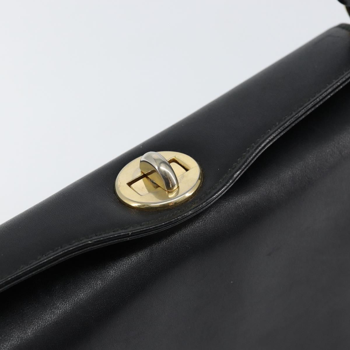 GUCCI Shoulder Bag Leather Black Gold Auth 146943