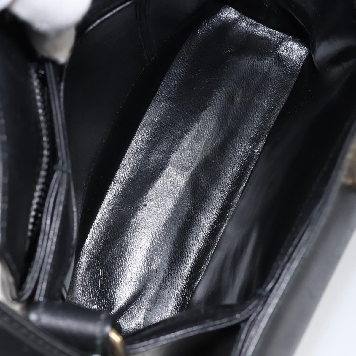 GUCCI Shoulder Bag Leather Black Gold Auth 146943