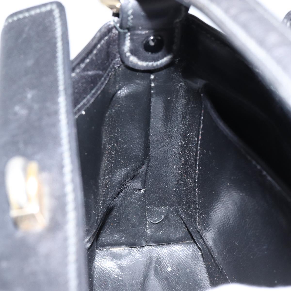 GUCCI Shoulder Bag Leather Black Gold Auth 146943