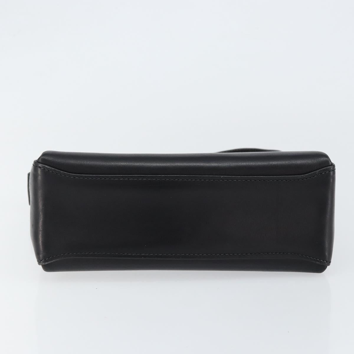 GUCCI Shoulder Bag Leather Black Gold Auth 146943