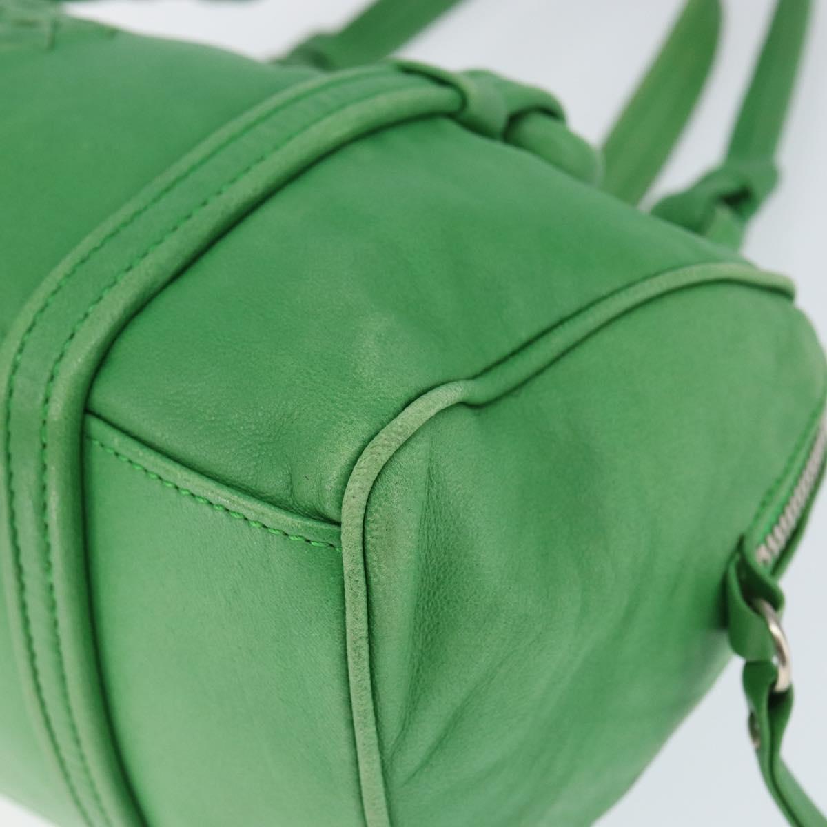 BOTTEGA VENETA INTRECCIATO Mini Boston Bag Leather Green Silver Auth 146946