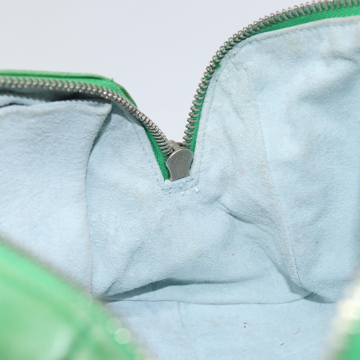 BOTTEGA VENETA INTRECCIATO Mini Boston Bag Leather Green Silver Auth 146946