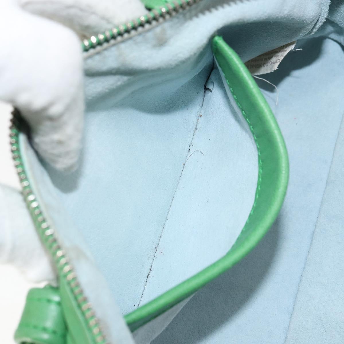 BOTTEGA VENETA INTRECCIATO Mini Boston Bag Leather Green Silver Auth 146946