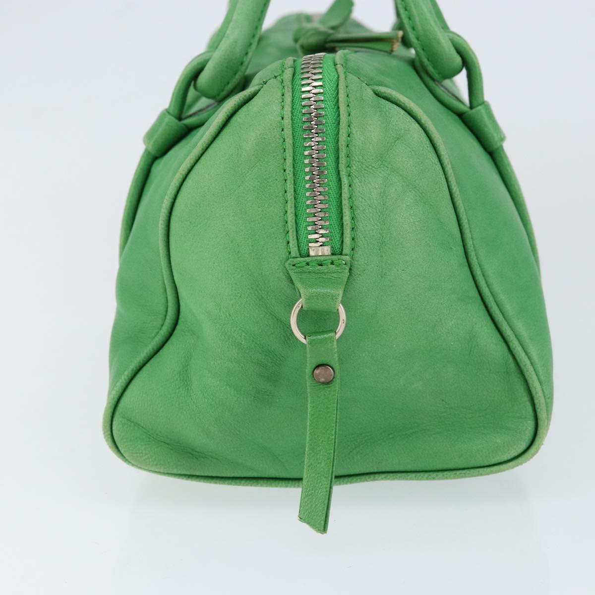 BOTTEGA VENETA INTRECCIATO Mini Boston Bag Leather Green Silver Auth 146946