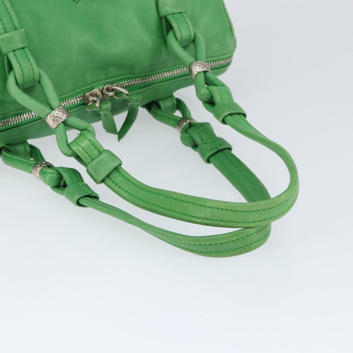 BOTTEGA VENETA INTRECCIATO Mini Boston Bag Leather Green Silver Auth 146946