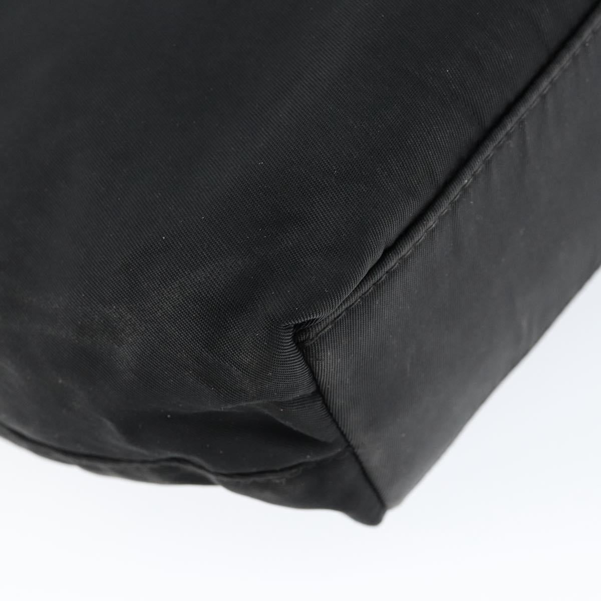 Christian Dior Maris Pearl Hand Bag Nylon Black Silver Auth 146947