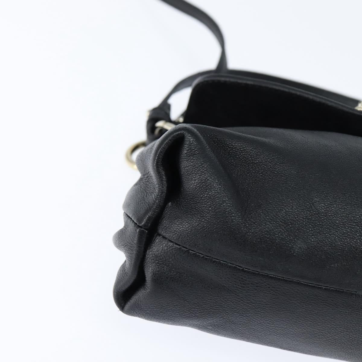 Chloe Lily Shoulder Bag Leather 2way Black Gold Auth 146949