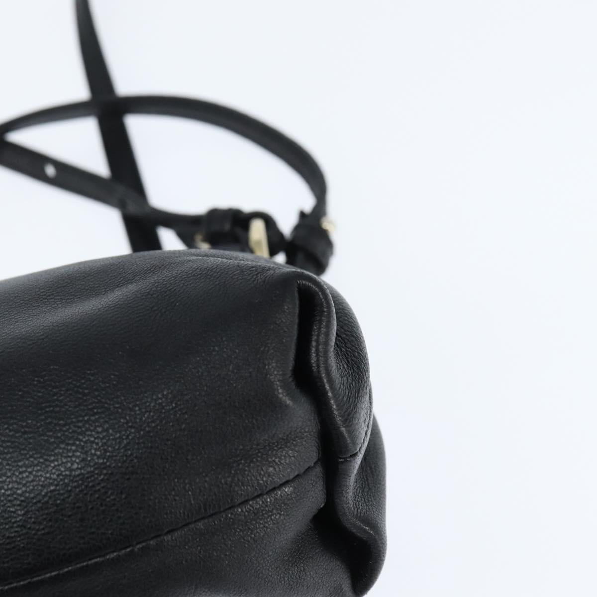 Chloe Lily Shoulder Bag Leather 2way Black Gold Auth 146949