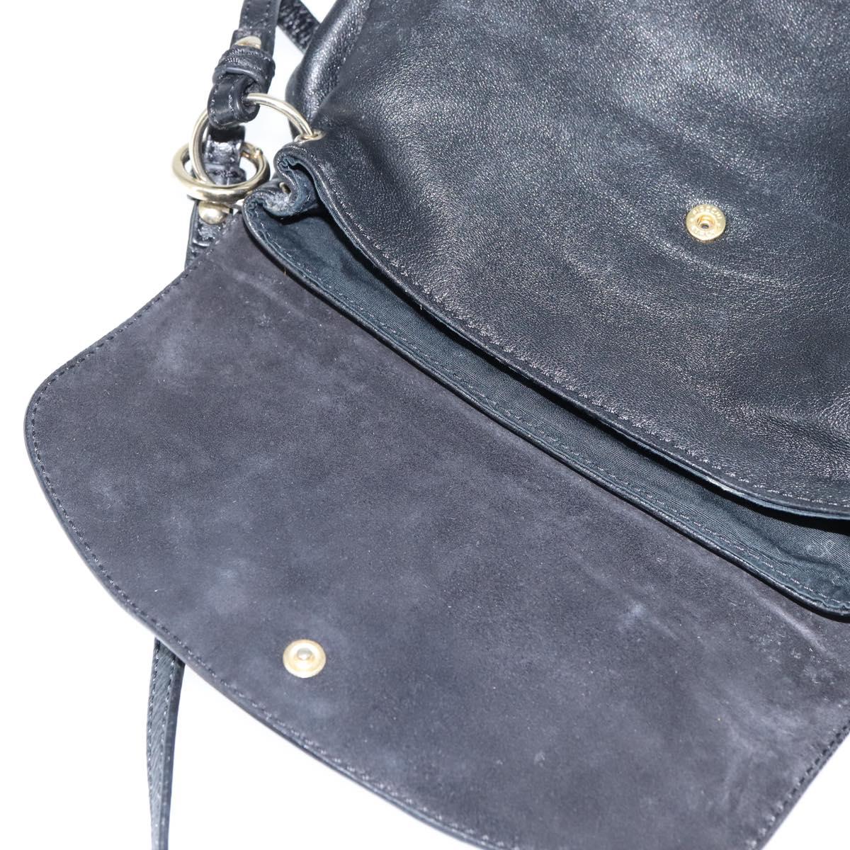 Chloe Lily Shoulder Bag Leather 2way Black Gold Auth 146949