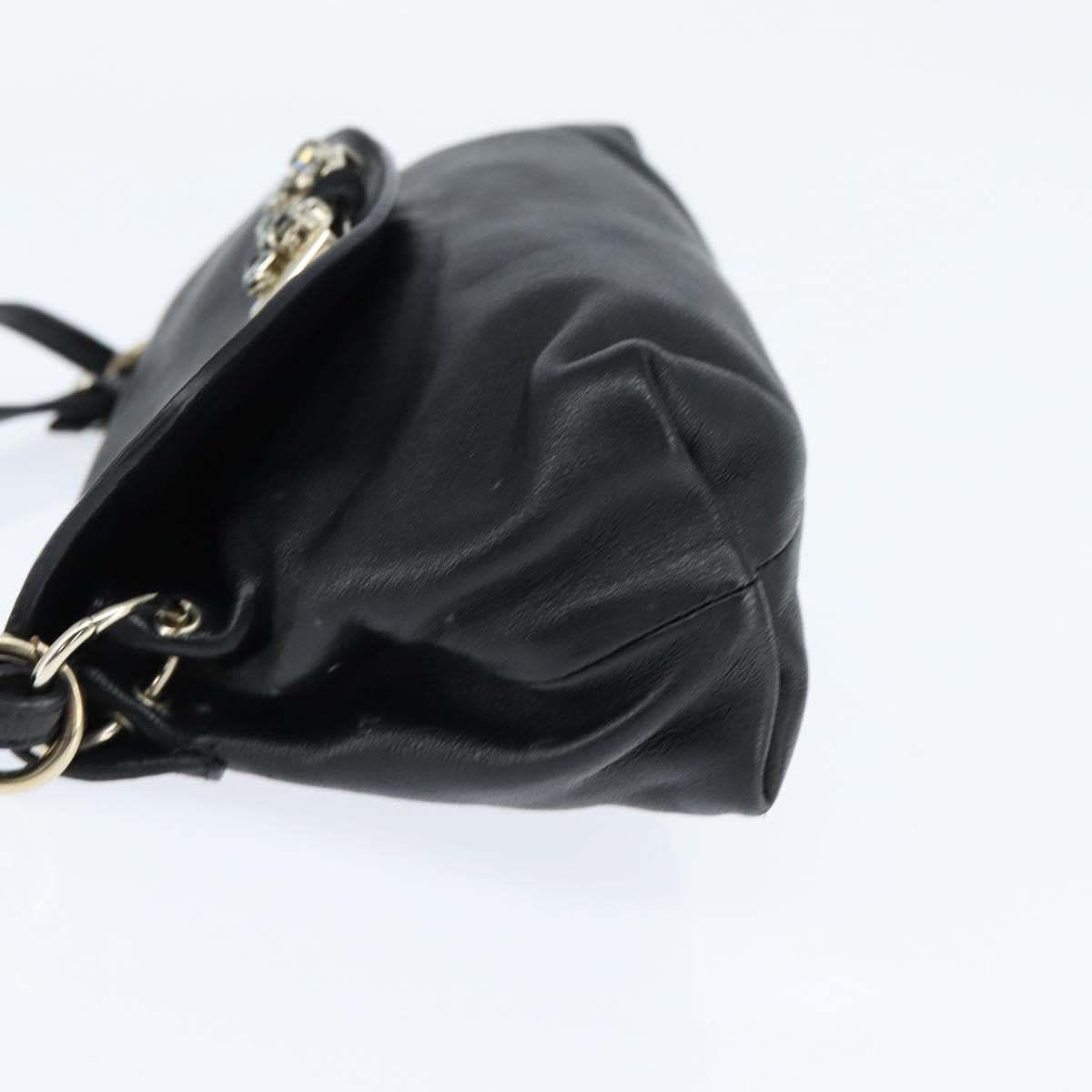 Chloe Lily Shoulder Bag Leather 2way Black Gold Auth 146949