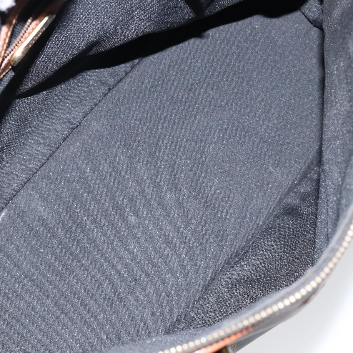FENDI Pecan Canvas Hand Bag PVC 2way Black Brown Auth 146951