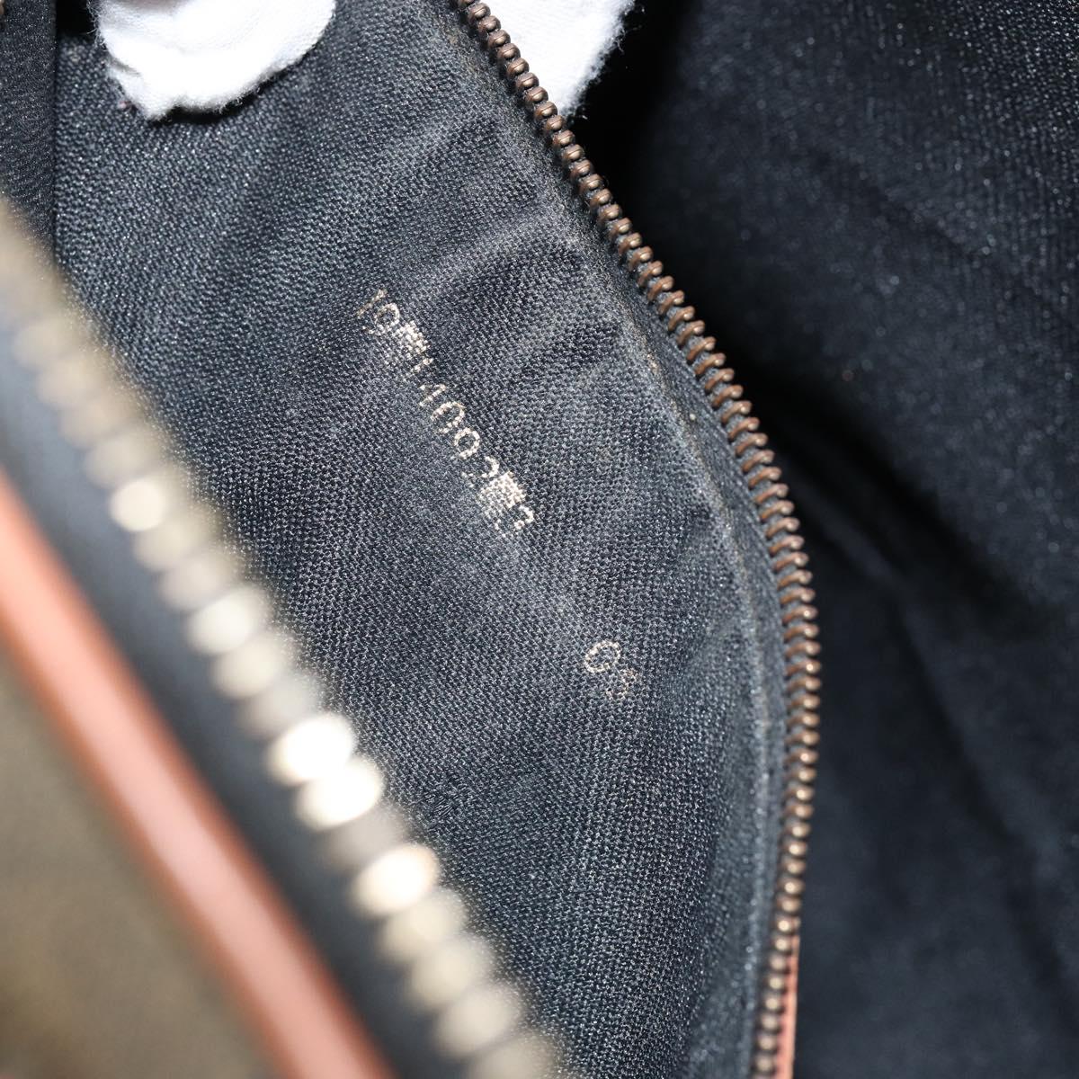 FENDI Pecan Canvas Hand Bag PVC 2way Black Brown Auth 146951